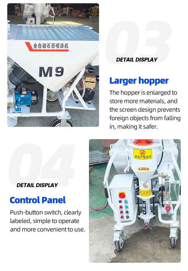 High Capacity Mortar Spraying Machine Electric for Large Area Wall Plaster Cement Efficient Rendering Pump