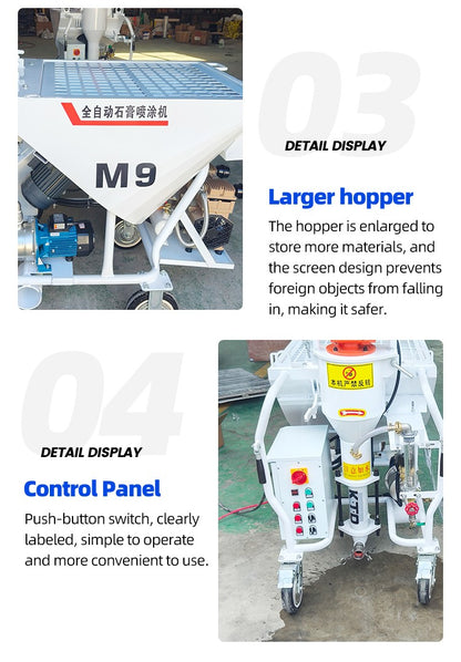 High Capacity Mortar Spraying Machine Electric for Large Area Wall Plaster Cement Efficient Rendering Pump