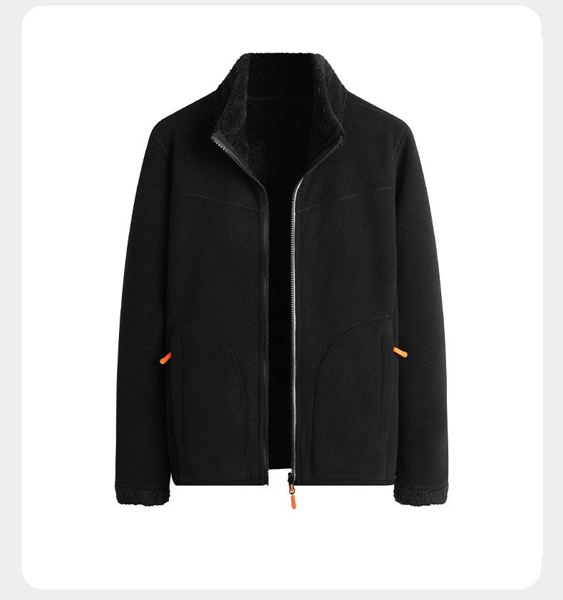 Plus Size Women's Autumn Winter Thickened Double-sided Fleece Hooded Jacket Zipper Long Sleeve Warm Outerwear Casual Style Sh...