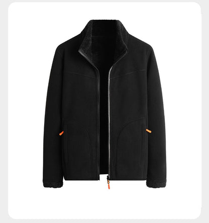 Plus Size Women's Autumn Winter Thickened Double-sided Fleece Hooded Jacket Zipper Long Sleeve Warm Outerwear Casual Style Sh...