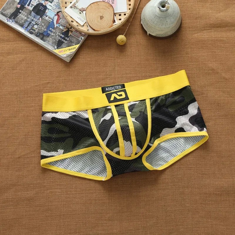 Men's nylon mesh breathable cool Camouflage underwear addicted youth boxer briefs