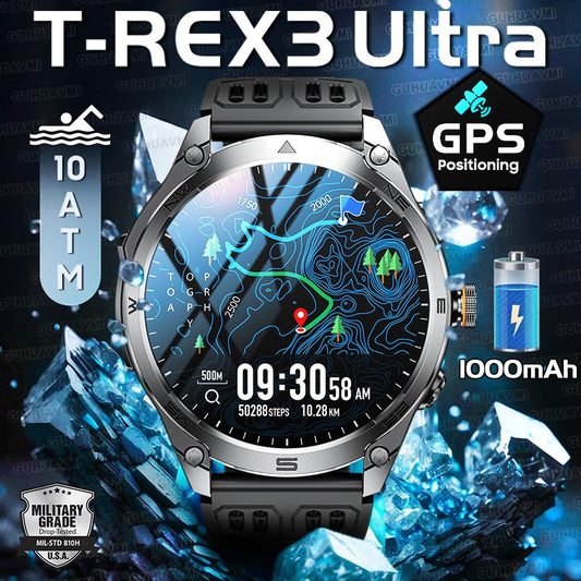 Novo T-Rex3 Ultra 1000mAh Bateria Smartwatch GPS Integrado Bússola 10ATM À Prova D'água Rastreador Esportivo Smartwatches Militares para Atividades ao Ar Livre