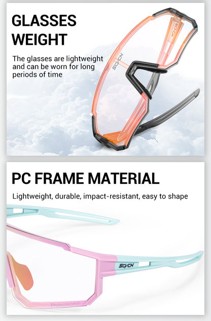 Óculos de Sol Fotocromáticos SCVCN Óculos de Ciclismo para Esportes ao Ar Livre Masculino Feminino MTB Escalada Óculos de Condução para Bicicleta Novo