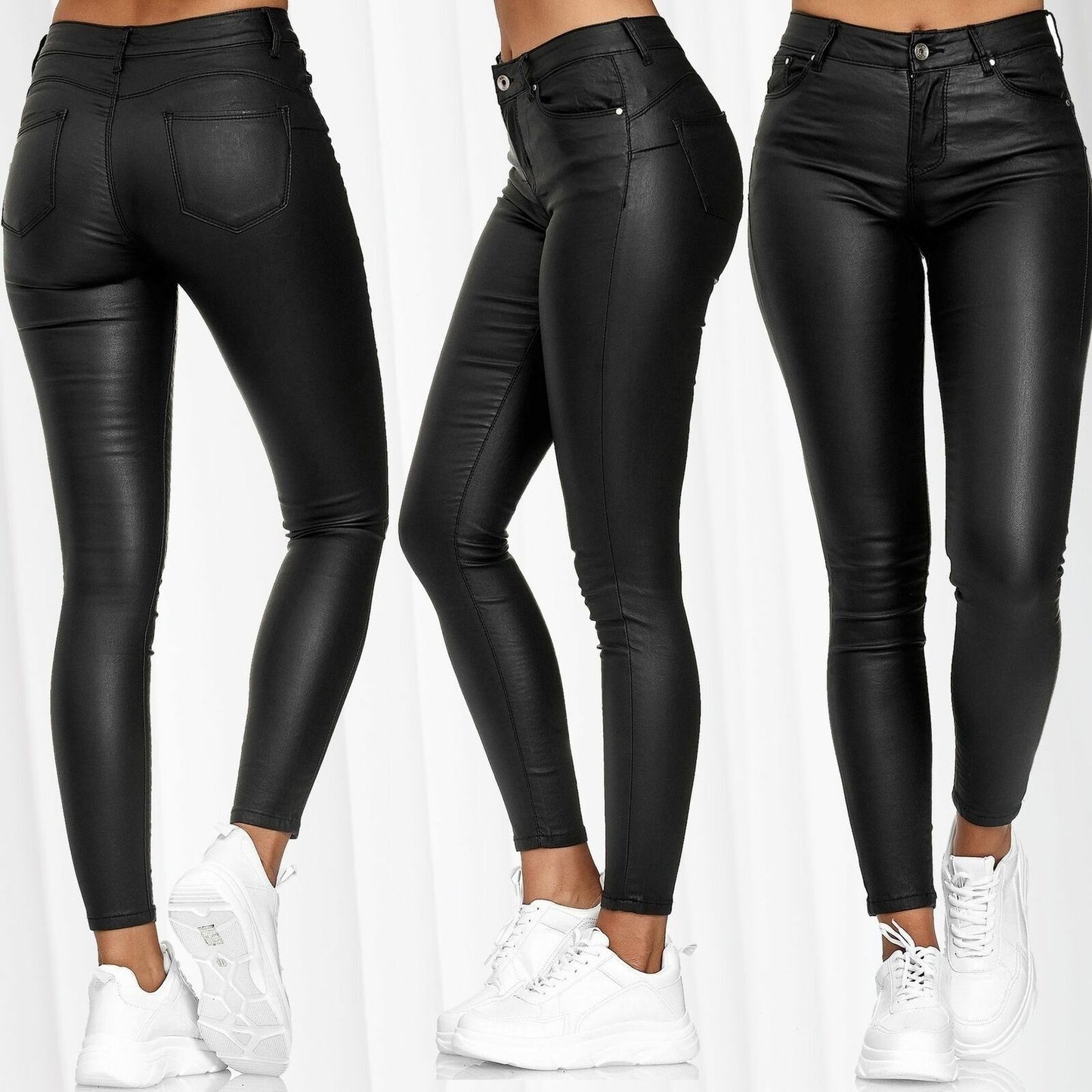 2025 Fashion Faux Leather Pants Women's Sexy Stretch Casual Leggings Solid  Leather Bodycon Pencile Pants For Women Streetwear