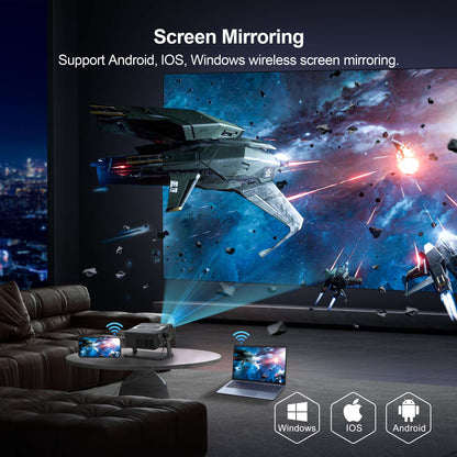 Mini Projetor Salange HA109 Android 11 Wi-Fi 6 BT5.0 280 ANSI 720P Aplicativo Integrado Espelhamento de Smartphone para Vídeos 1080P 4K Cinema em Casa