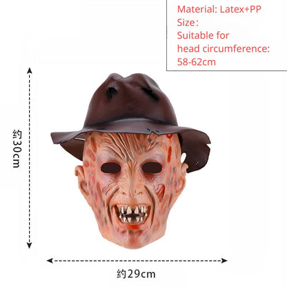Freddy Cosplay Costume Adult Sweater Red Striped Knitting Top Coat Hat Fnaf Mask Halloween Carnival Party Costume for Men
