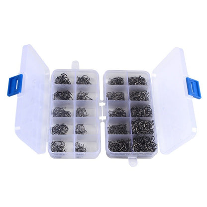 600/100Pcs Fishing Hooks Set Mixed Size High Carbon Steel Carp Rope Carp Fishhook Fishing Accessories Offset Circle Hook