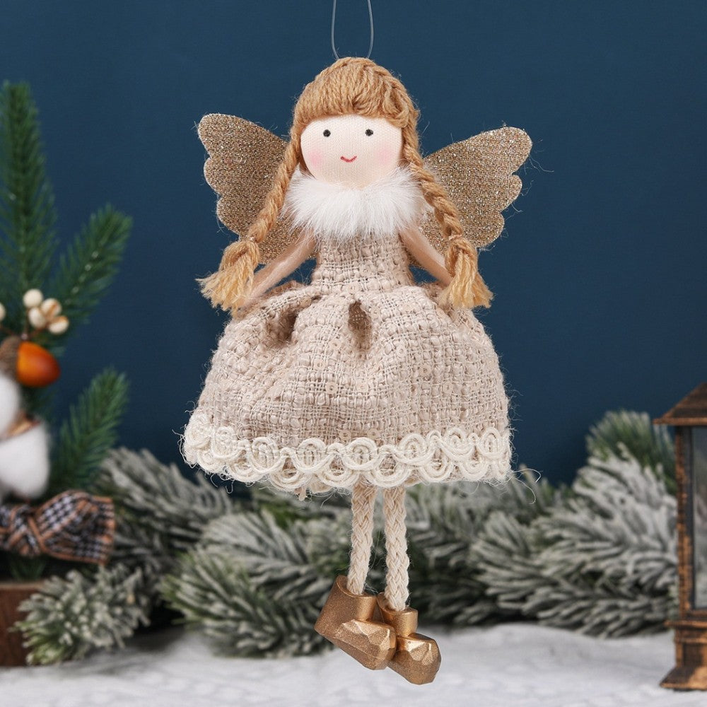 Christmas plush antlers angel girl pendant Christmas tree pendant creative doll pendant gift