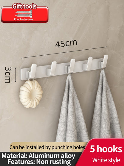 no drill Space Aluminum punch-free Kitchen Hook Bathroom Clothes Hooks Storage Rack Hook Door Wall Hanging Household Accessories