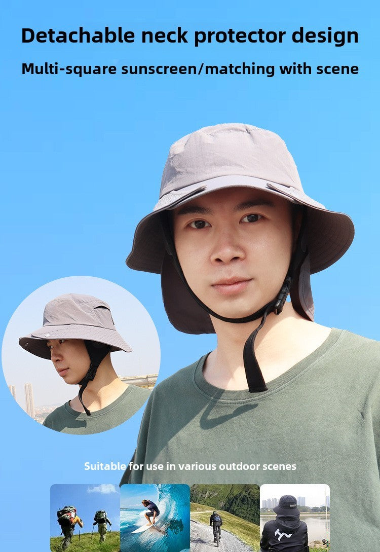 UPF50+ Men Surfing Hat Wide-brimmed Surf Cap Men Hat Breathable Brim Sunshade Quick-drying Beach Cool Cap Windproof Bucket Hat