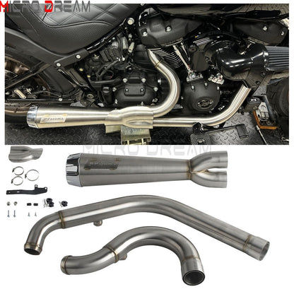 2-in-1 Stainless Steel Motorcycle Exhaust Muffler 1 3/4" to 2" Exhaust Pipes For Harley Low Rider ST Fat Bob FXFB FXFBS 2018-Up