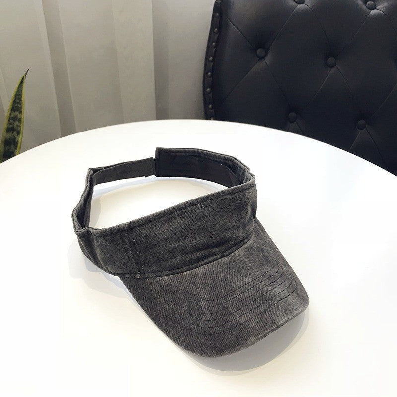 Chapéus de Sol de Verão Algodão Lavado Viseira Topo Aberto Feminino Masculino Esporte Viagem Chapéu de Praia Cor Sólida Protetor Solar Anti Uv Viseira Bonés de Golfe