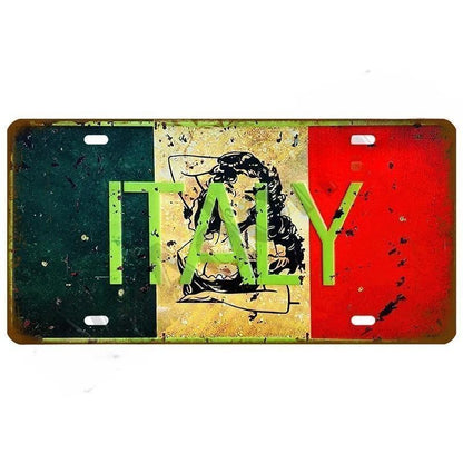 Plaque Tin Sign France Russia Spain Metal Sign Germany USA Country Flag License Plate For Wall Home Restaurant Craft Bar Decor
