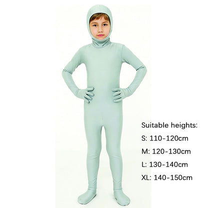 Kids Zentai Invisible Jumpsuit Cosplay Costume Bodysuits Halloween Carnival Skin Tight Suit Spandex Stretch Disappearing