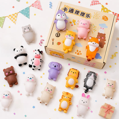 6/12/24pcs Cartoon Mini Mochi Squishy Toy Animals Stress Relief Toy for Kids Birthday Party Favor Halloween Goodie Bag Stuffer