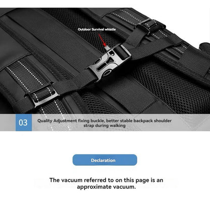 Vacuum sealed travel backpack, expandable air compression system waterproof TSA lock, travel backpack