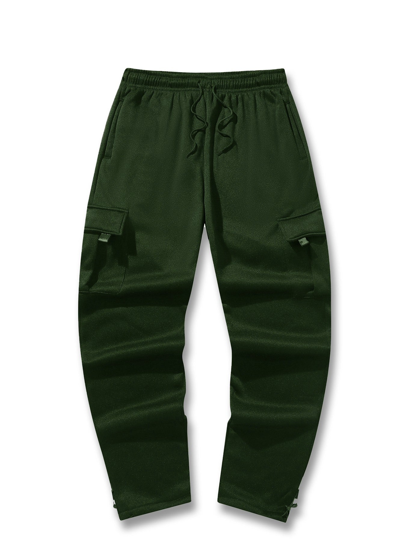 Calças de Moletom Masculinas Reta Casual Outono Inverno Calças Masculinas de Corrida Jogger Esportivas para Academia Calças Lisas com Vários Bolsos