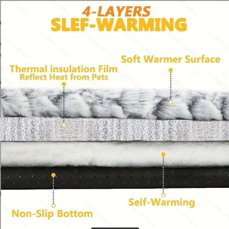 Cama Autorregulável para Gatos, Almofada Aquecedora Macia para Gatos e Cães Interna e Externa, Tapete Térmico Lavável Antiderrapante para Gatos