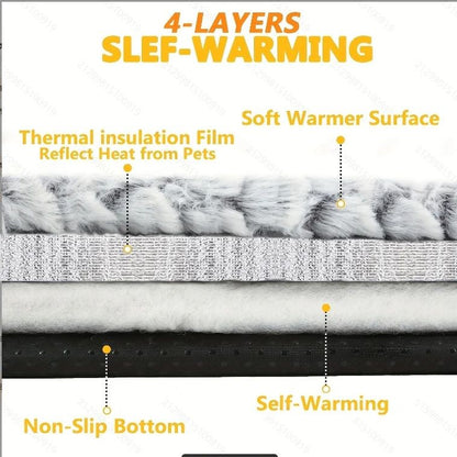 Cama Autorregulável para Gatos, Almofada Aquecedora Macia para Gatos e Cães Interna e Externa, Tapete Térmico Lavável Antiderrapante para Gatos