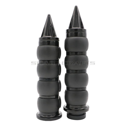 1" 25mm & 7/8'' 22mm Billet Rubber Flame Spike Hand Grips For Harley Honda Kawasaki Suzuki Yamaha  Bikes Cruiser Chopper Custom
