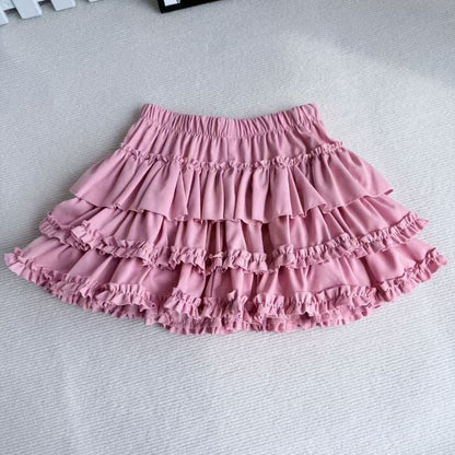 Purple Pumpkin Cake Skirt Women Y2k Short Fluffy White Lace Mini Skirts Girl's Sweet Lolita Pink A Line Pleated Skirts For Women