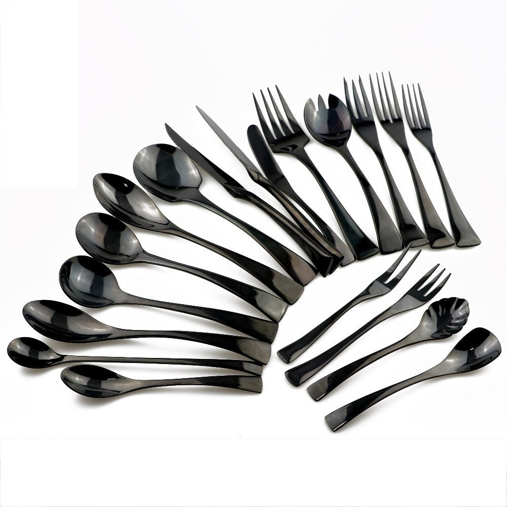 JANKNG Conjunto de Talheres Preto 1 Peça Aço Inoxidável 18/10 Ocidental Talheres de Mesa Garfo Faca de Bife Manteiga Jantar