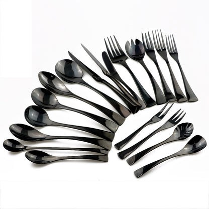 JANKNG Conjunto de Talheres Preto 1 Peça Aço Inoxidável 18/10 Ocidental Talheres de Mesa Garfo Faca de Bife Manteiga Jantar