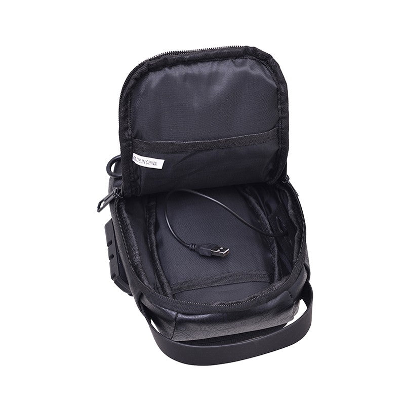 Men's Anti-Theft Crossbody Bag USB Charging Port Travel Chest Bag Waterproof Shoulder Messenger Bag for Outdoor Sports