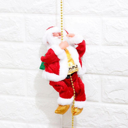 Santa Claus Climbing Rope Musical Electric Christmas Decor for Holiday Party Home Office Living Room Apartment Decorations