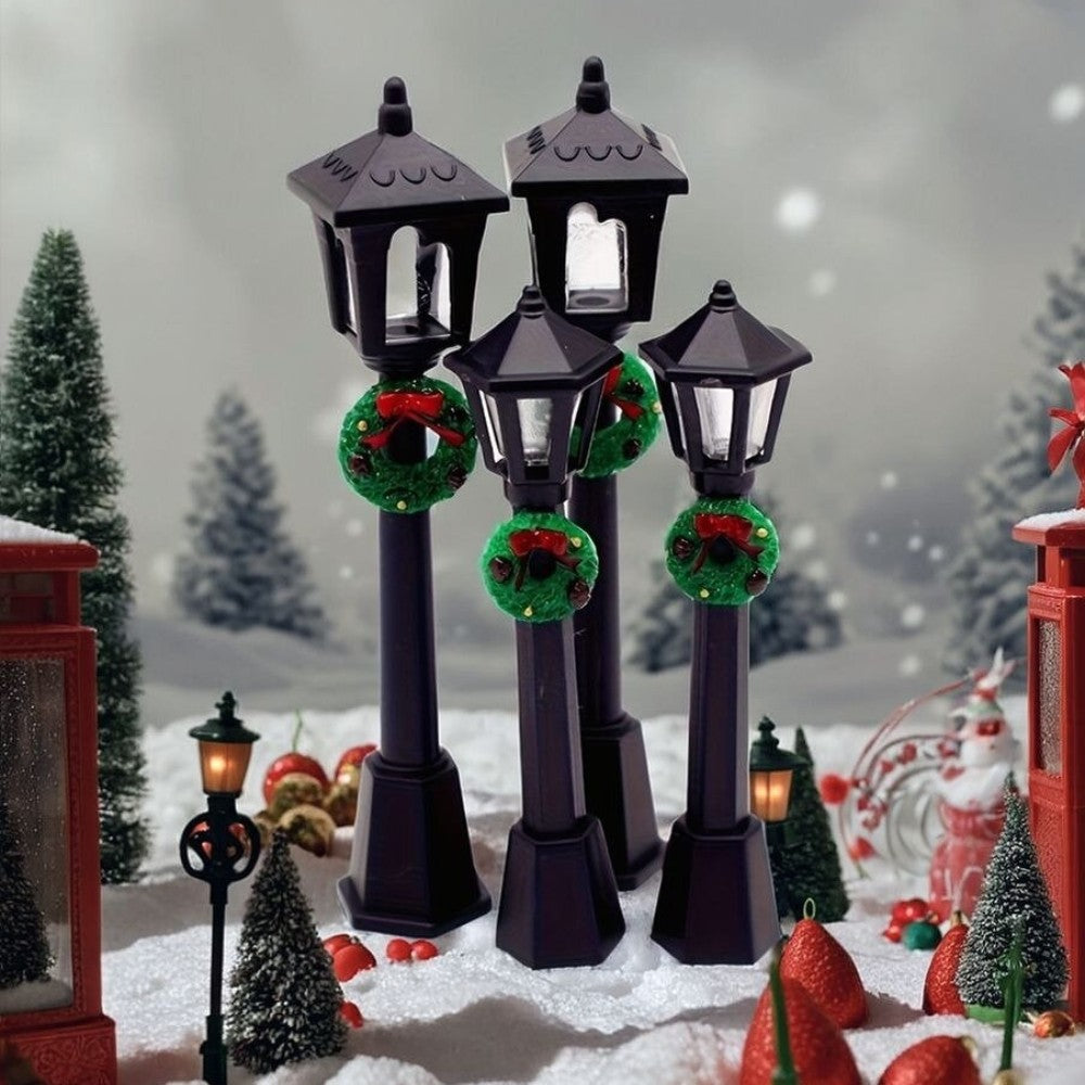 3pcs/5pcs mini Christmas street light ornaments, small plastic lantern decorations, no power supply required, suitable for dollh
