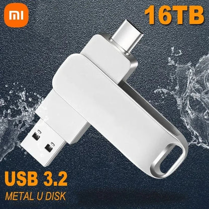 Xiaomi 16TB USB 3.2 Flash Drive 520MB/s High Speed 2 in 1 Type C OTG Pen Drive Waterproof Large Storage for Phone Computer PC