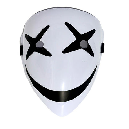 5 Pcs Creepy White Halloween Full Face Mask, Scary Smile / Sad / Cross Eye Print Mask for Adults Halloween Costume and Party