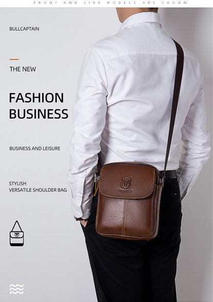 BULLCAPTAIN Leather Men's Messenger Bag Business Shoulder Bags Suitable For 7.9 Inch Ipad Mini High Quality Male Crossbody Bages