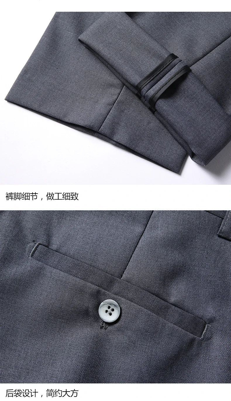 High quality Men Solid color Business - stylish handsome groom best man wedding dress 3/2/1 Single piece optional