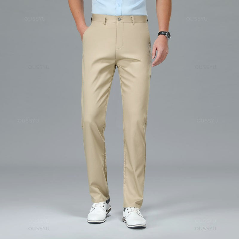 Spring Summer High Quality Luxury Straight Business Suit Pants Men Bamboo Fiber Designer Elegant Casual Long Formal Trouser Male