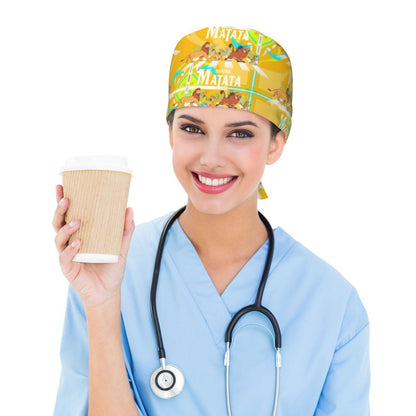 Boné cirúrgico personalizado O Rei Leão, divertido, para homens e mulheres, chapéu de esfoliação, gorro de enfermeira para dentista