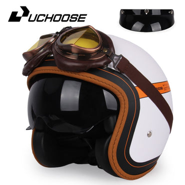 uchoose 3/4 retro helmet, motorcycle opening  Vintage Motorcycle Helmet for Men & Women, Classic Retro Open Face Design