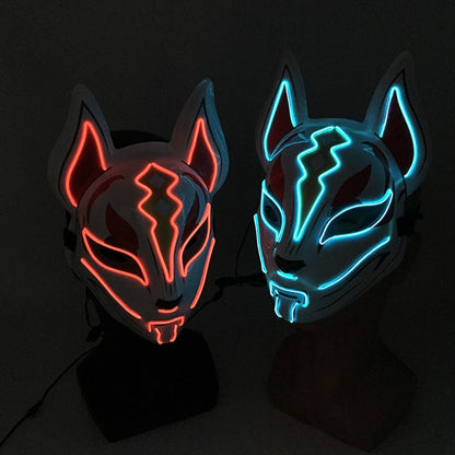 Cool Neon Light up Fox Mask Men Luminous Disguise Masks Glow in the Dark Cosplay Costume Trick or Treat Decoration