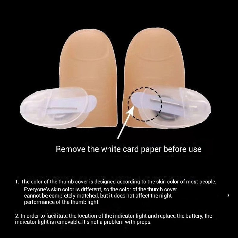 2pcs Thumb Finger Light Luminous Finger Light Magic Trick Props Halloween 2025 Decoration Glowing Fingers Glow in The Dark