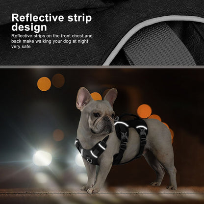 Coleira Peitoral de Nylon Anti-Fuga para Cães Colete Durável Reflexivo para Cães com Alça Ajustável para Cães Pequenos, Médios e Grandes, Pug