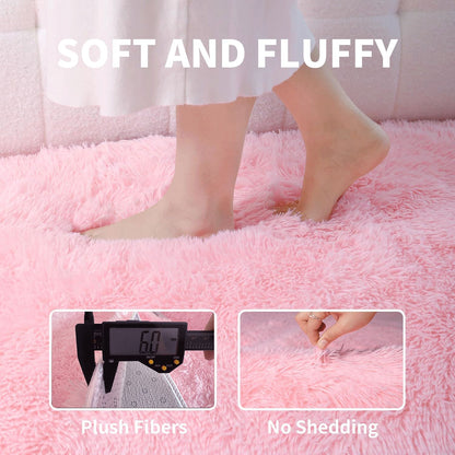 Pink Round Rug for Girls Bedroom,Fluffy Circle Area Rug for Kids Room,Furry Shaggy Carpet for Living Room100/120/140/160