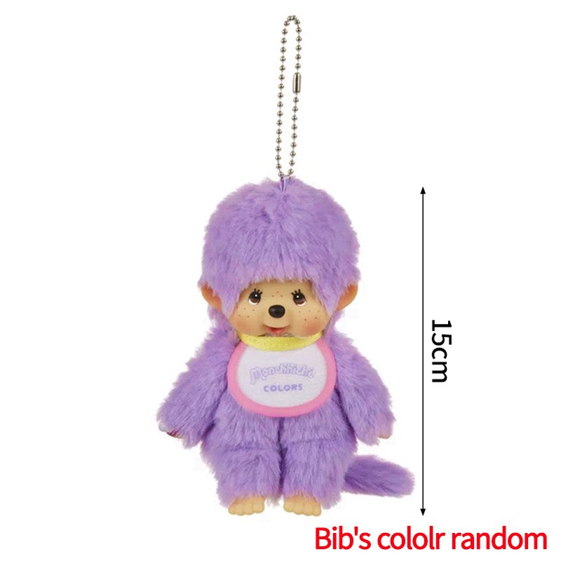 Kawaii Monchichi Doll Figure Keychain Furry Chimutan Monchhichi Figurines Hanger Pendant Bags Charm Accessories Small Gift