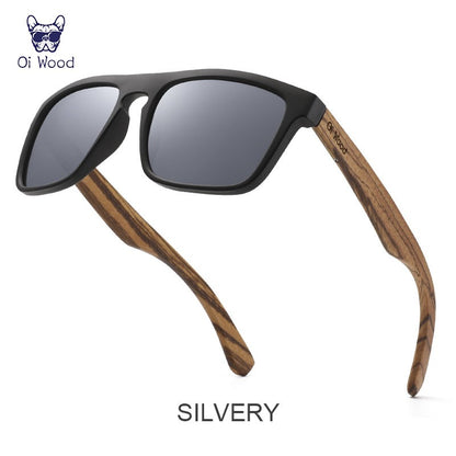 Óculos de Sol Quadrados de Madeira com Lentes Polarizadas Vermelhas Oi Wood Women