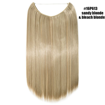 BENEHAIR Cabelo Sintético com Fio Invisível Sem Clipes Extensões de Cabelo Linha Secreta de Pesca Apliques de Cabelo Falso Para Mulheres