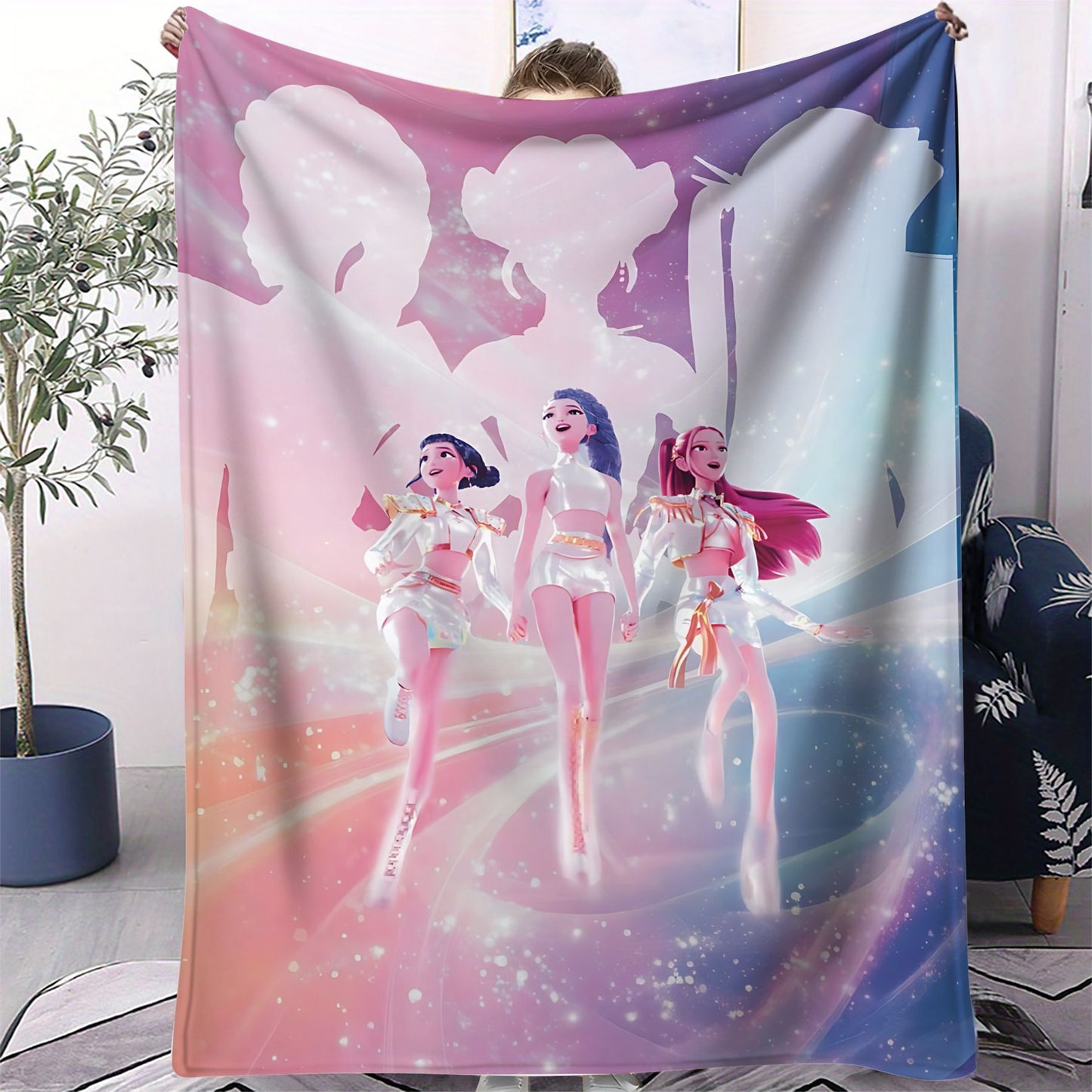 Manta K-Pop Demon Hunter Quente Anime Menina Equipe Manta de Flanela para Sofá Sala de Estar Inverno Quente Presente para Fãs