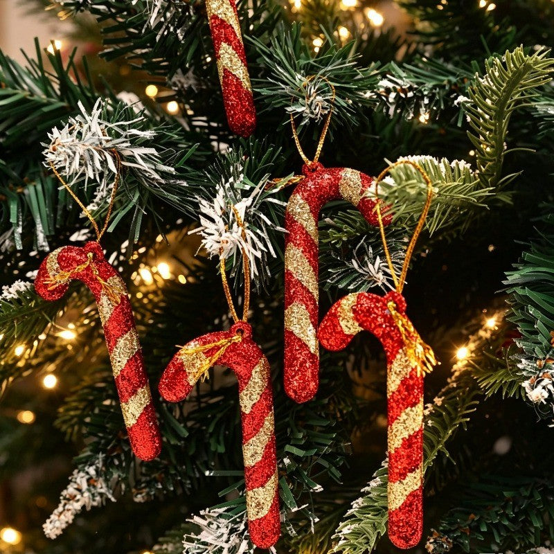 6/60Pcs Christmas Red Candy Lollipop Xmas Tree Hanging Pendant Candy Cane Ornaments Wreath Window Display Party Decor Supplies