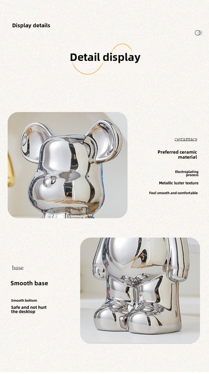 17/27/cm Aesthetic Bear brick Ceramic Staute Teddy Bear decor action figure Sculptures Ornament for room Home Decoration Crafts