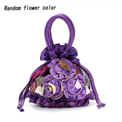 New soft lace mommy bag three-dimensional flower handbag drawstring handbag key cell phone organizer bag