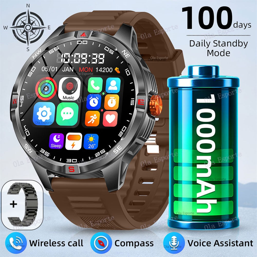 T-Rex 3 Military 1000mAh Battery Smart Watch 10ATM Waterproof GPS Track Compassr Bluetooth Call AMOLED Men Swim Sport Smartwatch