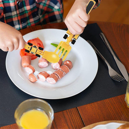 New Creative Children's Car Tableware Set Dinner Plate Spoon Bulldozer Excavator Shovel Fork Dinnerware Sets Kitchen Tableware